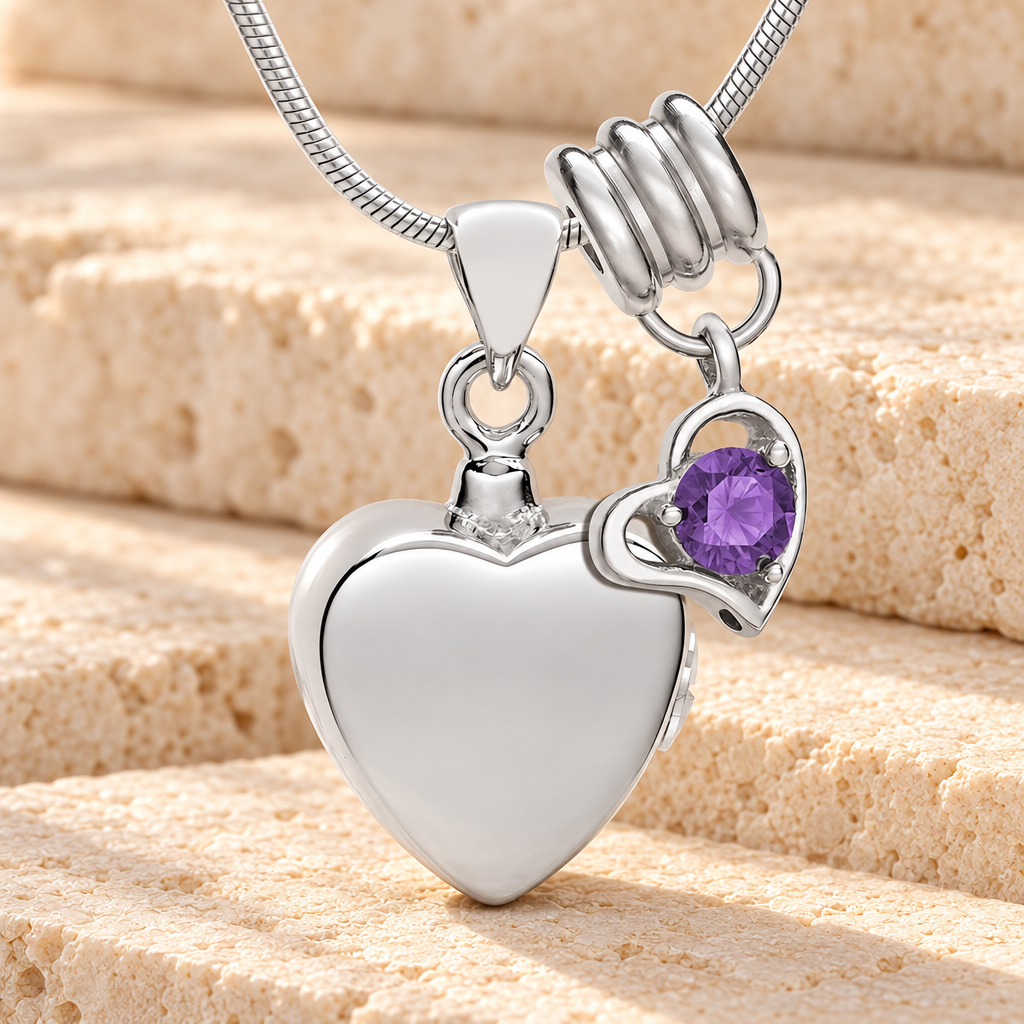 Silver February Simple Heart Urn Jewelry — main — evr6447feb
