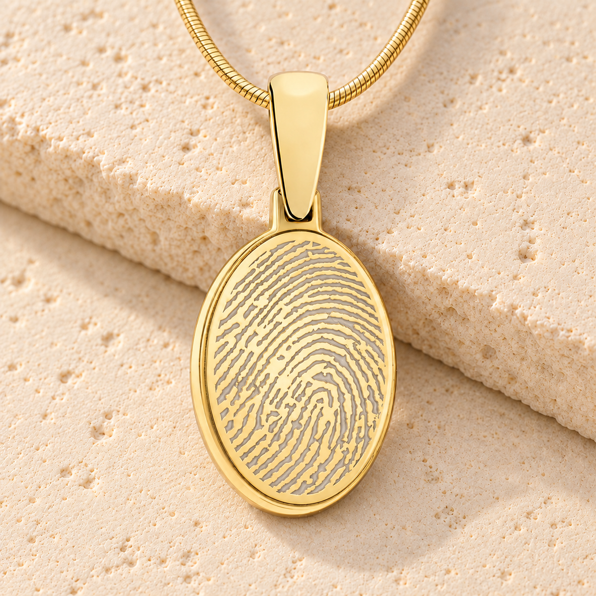 Gold Plated Oval Fingerprint Necklace — main — evr4730g