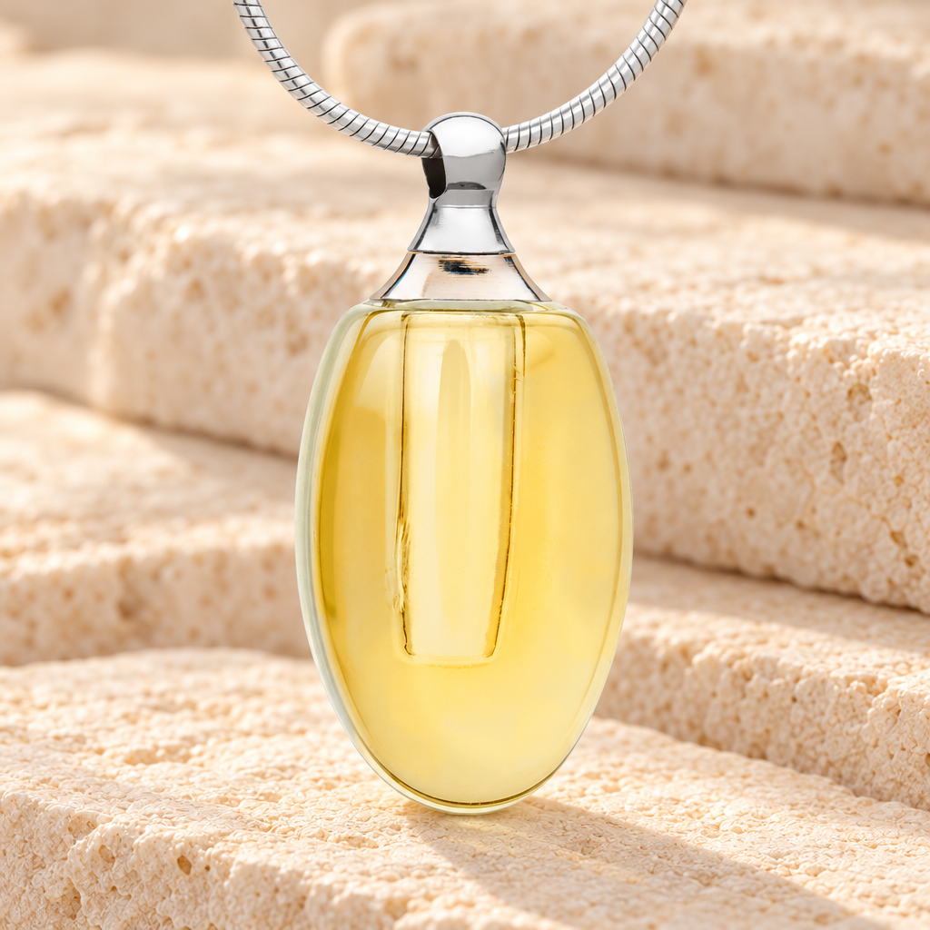 Glass Locket Yellow Evermore Jewelry Urn — main — evr2075