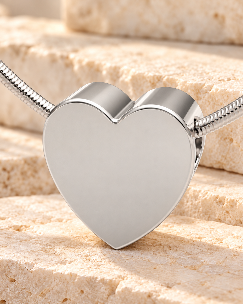 Solid 14K White Gold Smooth Heart Forever Sealed Cremation Jewelry — main — evr6457wgfs