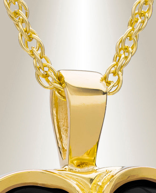 14K Yellow Gold Onyx Innocent Heart Cremation Pendant
